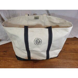 Vintage LL Bean XL Boat & Tote Canvas Black Canvas Bag Monogramed